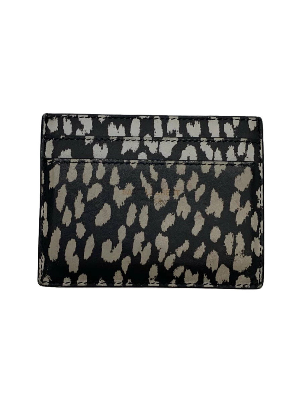 SAINT LAURENT Card Case Wallet Black Animal